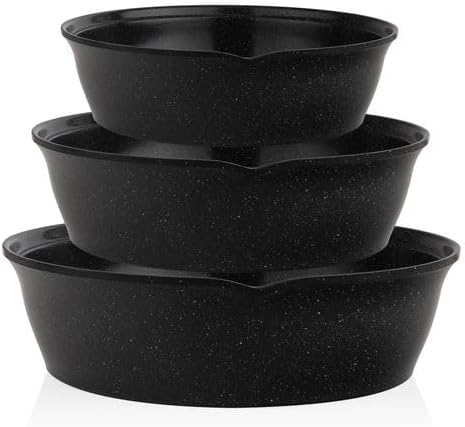 سعر ومواصفات Master El-Zenouki Granite Flower Set 3-Piece Round Oven Tray 26-28-30 cm – Versatile Bakeware for Baking, Roasting, Cakes, Pastries and Everyday Kitchen Use, Black (B0HH6M6Y2M) على Amazon EG