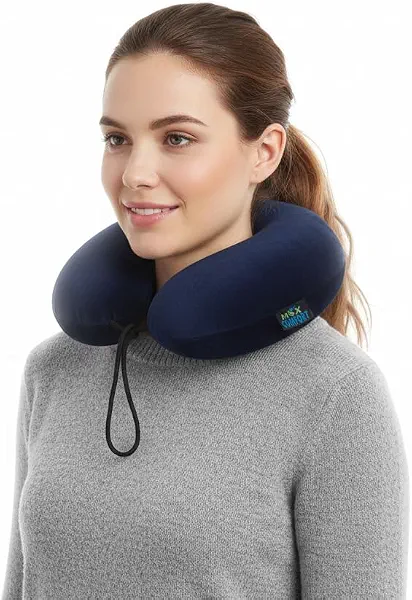 سعر ومواصفات Max Comfort مخدة للرقبة مصنوعة من الميموري فوم للسفر - لون ازرق ماكس كمفورت (B0BR4B7SFP) على Amazon EG