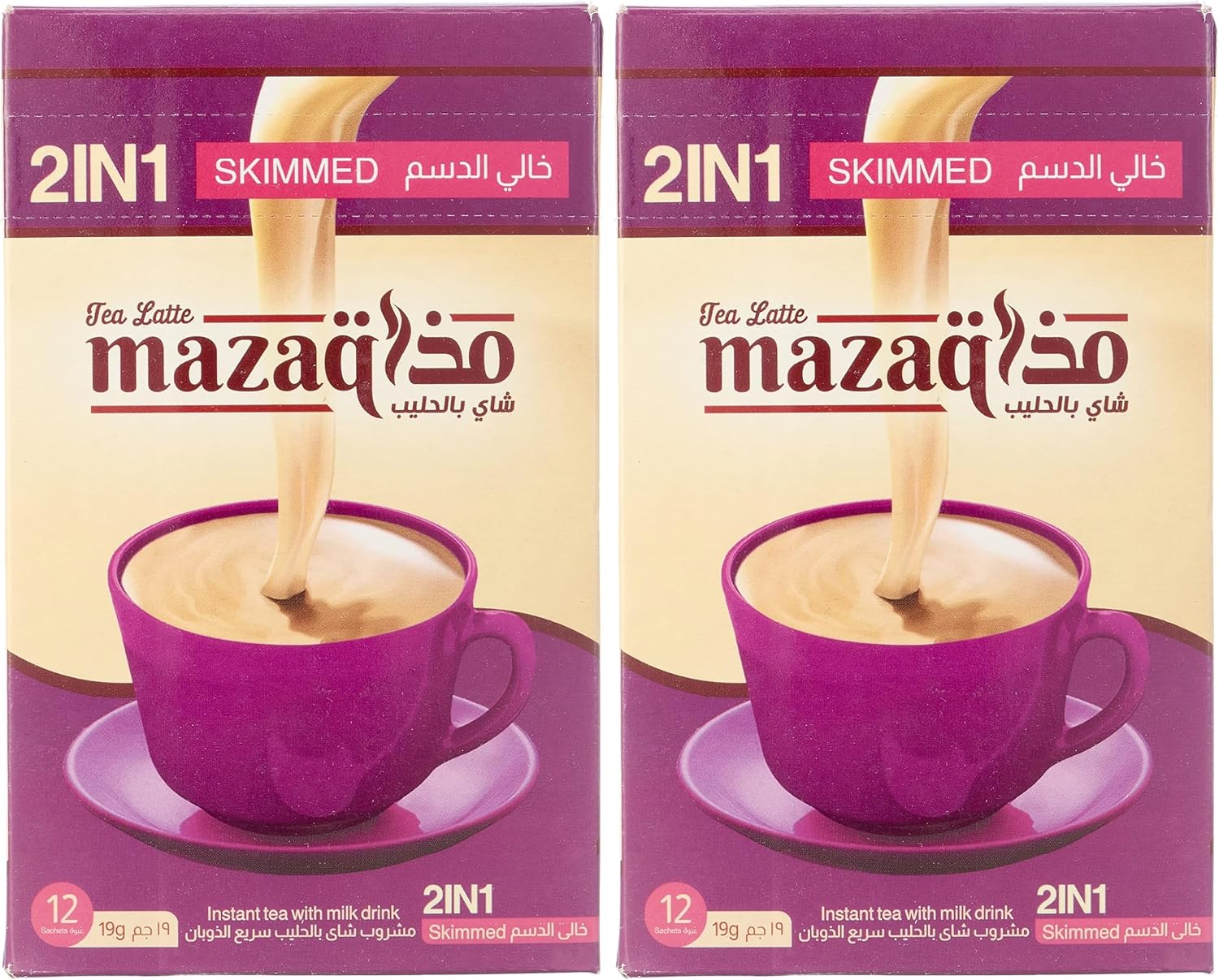 سعر ومواصفات Mazaq 2 in 1 instant tea with milk drink, skimmed - 12 sachets (Pack of 2) (B0FL9TZ74P) على Amazon EG