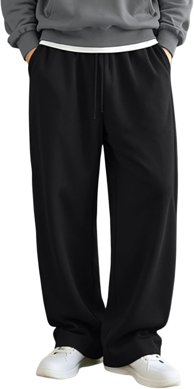 سعر ومواصفات Men's Baggy Sweatpants Wide Leg Elastic Waist Athletic Joggers Loose Lounge Pants with Pockets (B0FH67F95L) على Amazon EG