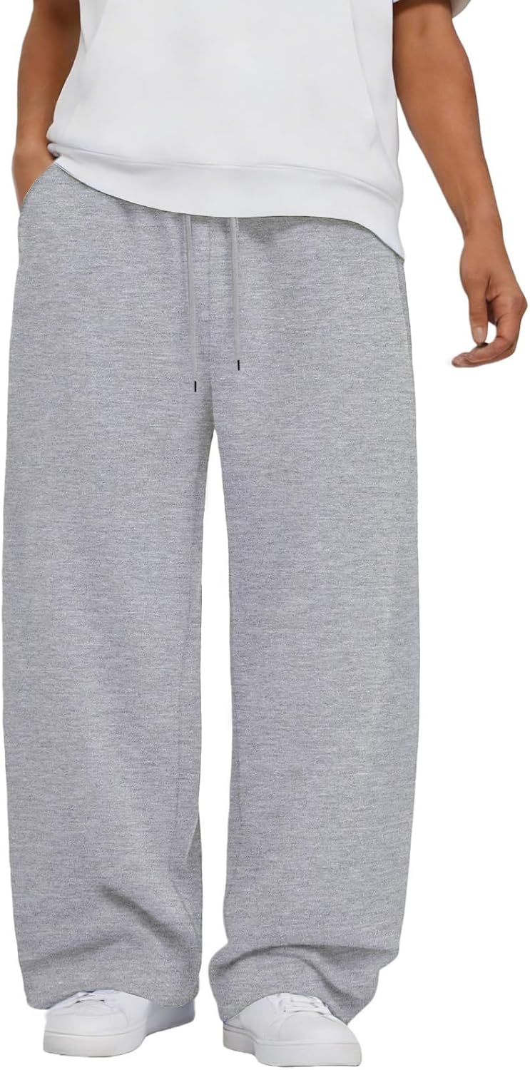 سعر ومواصفات Men's Baggy Sweatpants Wide Leg Elastic Waist Athletic Joggers Loose Lounge Pants with Pockets (B0FH67FGQ8) على Amazon EG