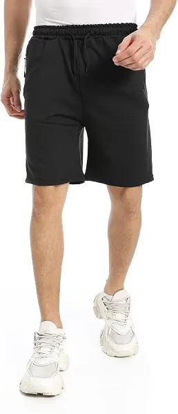 سعر ومواصفات Mens Black Zipped Pockets Plain Shorts summer Melton shorts with zipper (B0F1N9917J) على Amazon EG