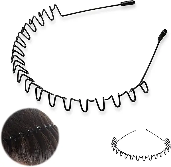 سعر ومواصفات Metal Hair Bands for Men Women's Headbands Beauty Care, Unisex Black Wavy Spring Sports for Men's Hair Band Hoop Clips Women Accessories Simple Elastic Non Slip Wide Headwear Bandeau Outdoors (1 pack) (B09MF8TRBM) على Amazon EG