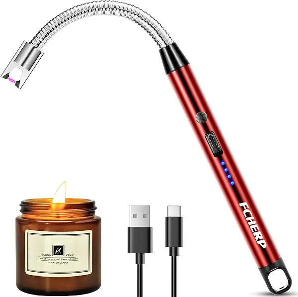 سعر ومواصفات Miramar FCHERP Candle Lighter, Electric Lighter USB-C Rechargeable Arc Lighter with Safety Switch, Grill, BBQ, Gas Stove, kitchen, Camping-Red (B092245ZZX) على Amazon EG