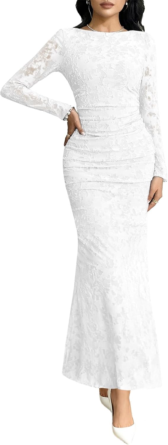 سعر ومواصفات MITILLY Long Sleeve Dress for Women Formal Wedding Guest Evening Gown (B0FJDVJR4Z) على Amazon EG