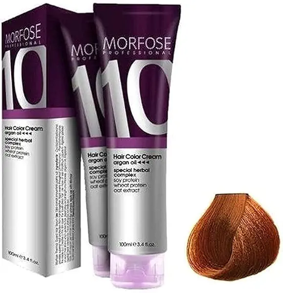 سعر ومواصفات Morfose 10 professional hair colour cream 100 ml, no. 8.34 light copper auburn (B08CVL1FQC) على Amazon EG