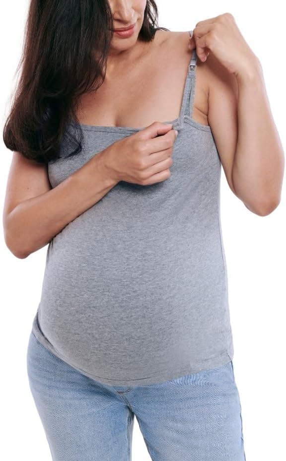 سعر ومواصفات Motherhood Maternity Women's Nursing Clip Down Cami Shirt, Heather Grey, S (B01AK2VWQ8) على Amazon EG