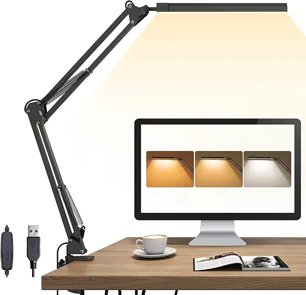 سعر ومواصفات Necomi LED Desk Lamp مصباح مكتبي With Clamp, 3 Lighting 10 Brightness Eye-Caring Modes, Reading Desk Lamps for Home Office 360 Degree Spin with Memory Function 12W-Black (B0BTM9K2T8) على Amazon EG