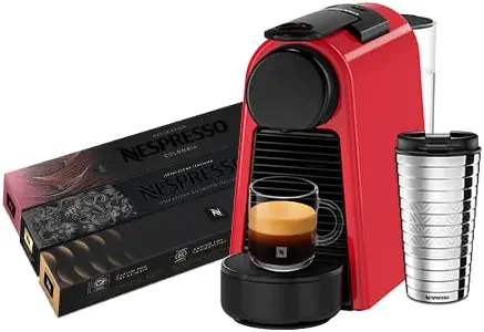سعر ومواصفات Nespresso Essenza D30 Red Coffee Machine Discovery bundle, Touch Travel Mug, 3 Gift Coffee Sleeves (B0F2G97D1Q) على Amazon EG