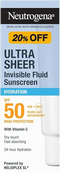 سعر ومواصفات Neutrogena Ultra Sheer Invisible Fluid Sunscreen SPF 50 Hydrating 50ml (B0GX1PLK9N) على Amazon EG