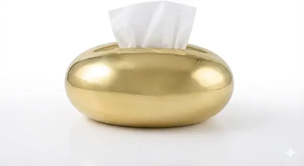 سعر ومواصفات Nopatia Metallic Tissue Box Oval Streamlined Glitter Napkin Case Pebble Shape Decorative Modern Table Desk Decor (Golden) (B0GYP63H4Y) على Amazon EG