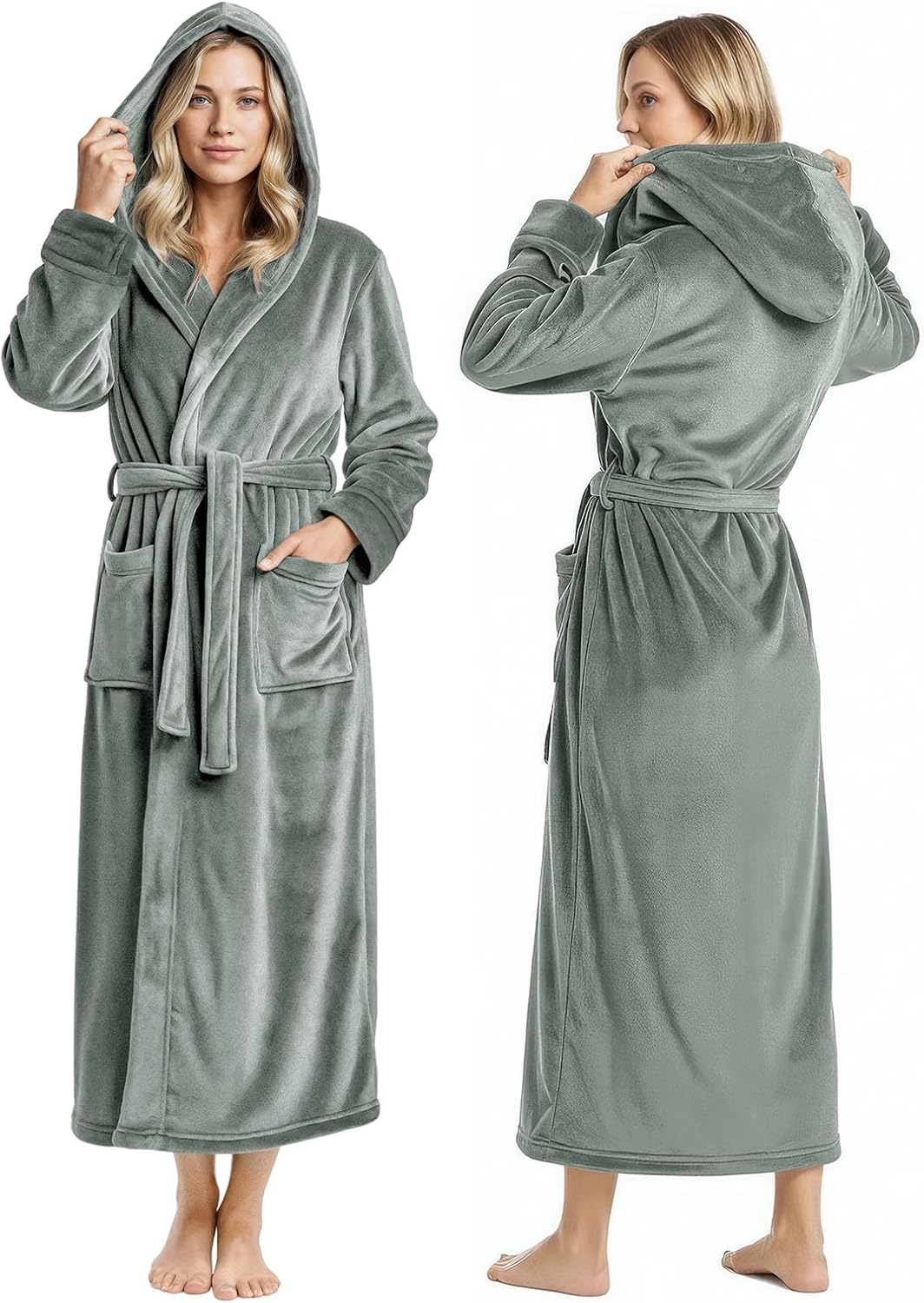 سعر ومواصفات NY Threads Premium Womens Robe with Hood, Plush Fleece Long Bath Robe for Women, Fluffy Soft Women's Bathrobe (B07YDQ79F3) على Amazon EG