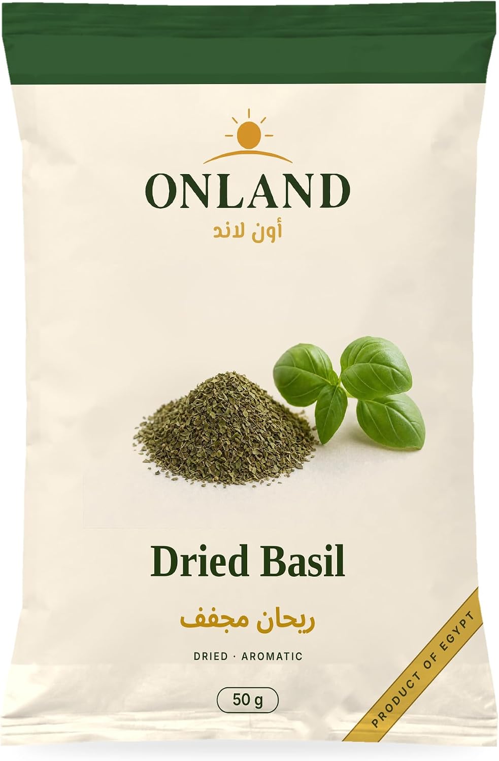 سعر ومواصفات Onland Dried Basil Leaves 50 g, 100% Egyptian Basil for Pasta & Pizza (B0HFD2WFFF) على Amazon EG