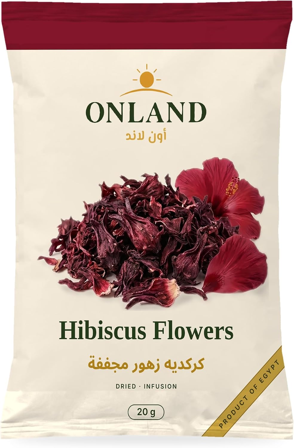 سعر ومواصفات Onland Dried Hibiscus Flowers 20 g, Whole Upper Egypt Karkade (Roselle) (B0HFD7Y53G) على Amazon EG