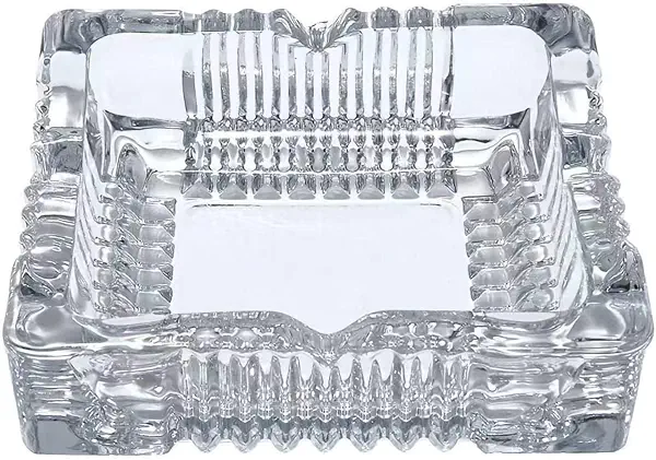 سعر ومواصفات OVA Crystal Glass Ashtray, Square Cigar Cigarettes Ashtray Holder Home Office Desktop Tabletop Decoration (B0D7ZYXXMJ) على Amazon EG