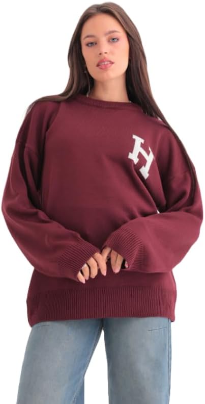 سعر ومواصفات دريس كود Oversized knitted Burgundy Sweater (B0DV6L6CJ1) على Amazon EG