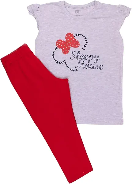 سعر ومواصفات Papillon Girls Pajama Set Of 2 Pieces Sleeveless T-shirt&Pants Printed Sleepy Mouse Pajama Set (pack of 2) (B0F4PN73KM) على Amazon EG