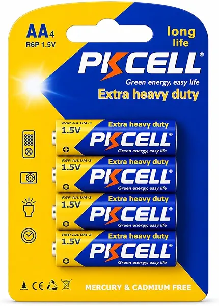 سعر ومواصفات PKCELL AA Batteries 4 Pack, 1.5V Heavy Duty Double A Batteries,10-Year Shelf Life,High-Performance Zinc Carbon AA Battery for Flashlights, Keyboards, Clocks, Toys, Remote Controls (B0H9JGS59V) على Amazon EG