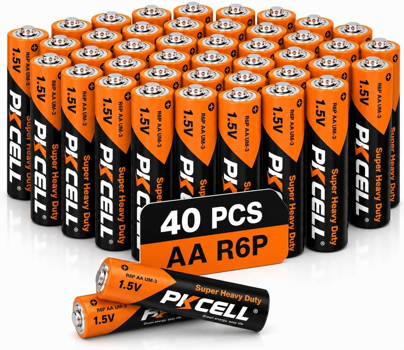 سعر ومواصفات PKCELL AA Super Heavy Duty Batteries 1.5V R6P Long Life Dry Cell Battery, Mercury & Cadmium Free, for Remote Controls, Clocks, Flashlights & Cameras, 40-Pack (B0HJ29Z2XV) على Amazon EG