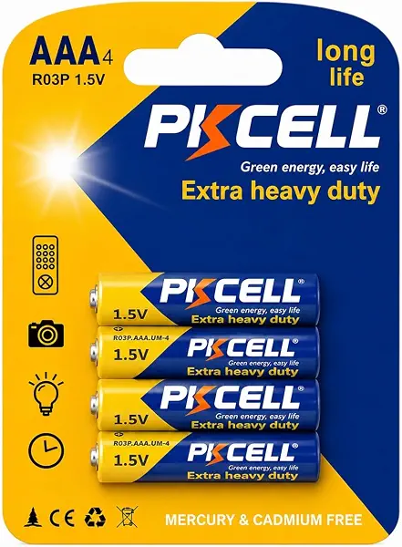 سعر ومواصفات PKCELL AAA Batteries 4 Pack, 1.5V Heavy Duty Triple A Batteries,10-Year Shelf Life,High-Performance Zinc Carbon AAA Battery for Flashlights, Keyboards, Clocks, Toys, Remote Controls (B0H9JDFRKF) على Amazon EG