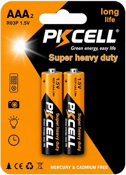 سعر ومواصفات PKCELL AAA Super Heavy Duty Batteries 1.5V R03P Long Life Dry Cell Battery, Mercury & Cadmium Free, for Remote Controls, Clocks, Flashlights & Cameras, 2-Pack (B0HG9NXZB6) على Amazon EG