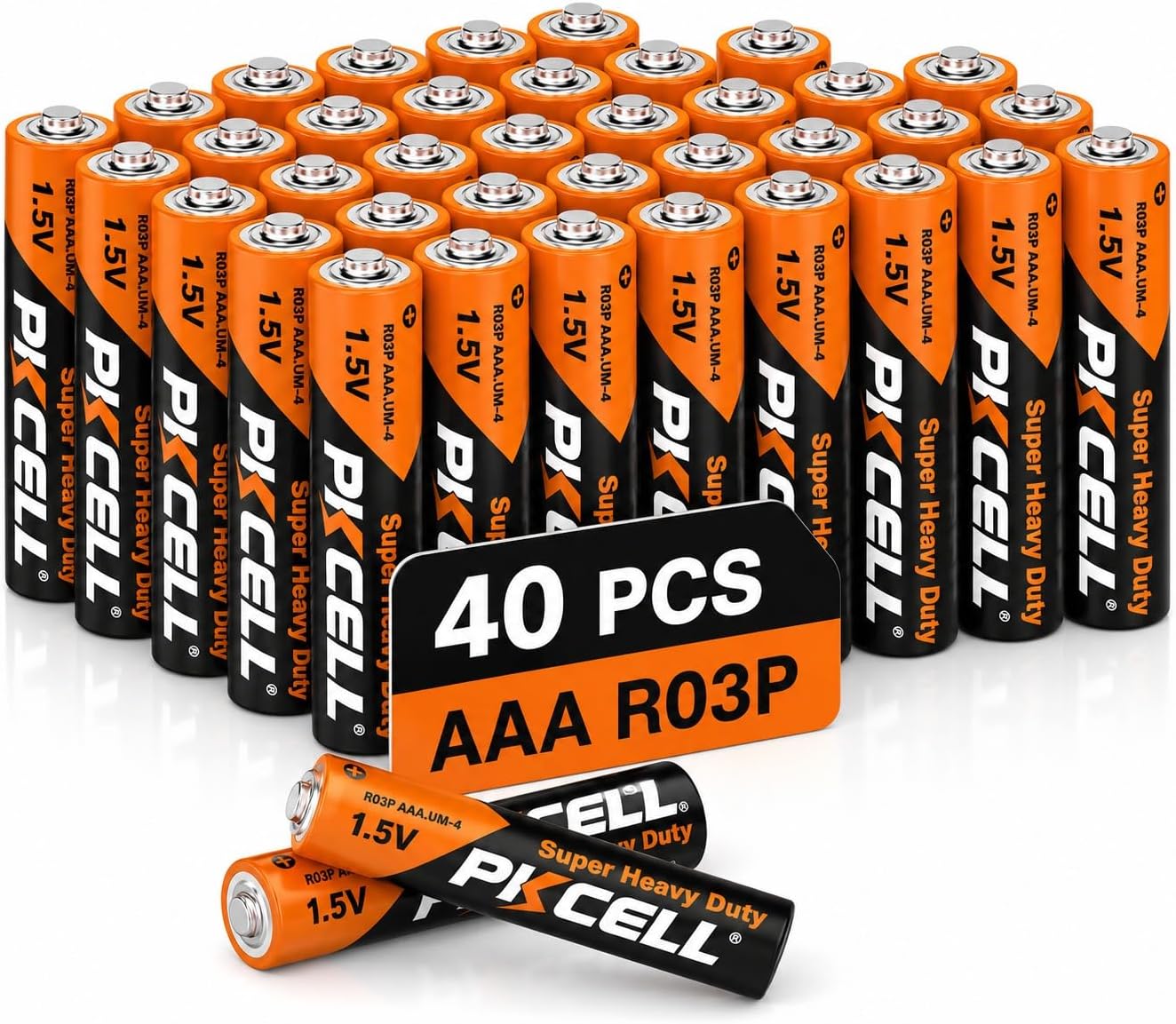 سعر ومواصفات PKCELL AAA Super Heavy Duty Batteries 1.5V R03P Long Life Dry Cell Battery, Mercury & Cadmium Free, for Remote Controls, Clocks, Flashlights & Cameras, 40-Pack (B0HHNJ7SXZ) على Amazon EG