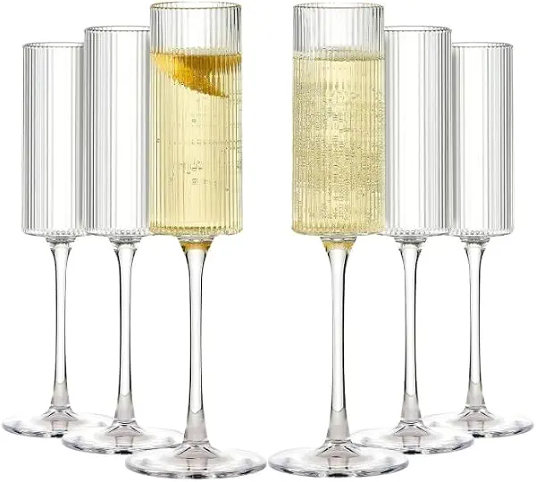 سعر ومواصفات Portal Amenhotep Striped Drinking Glass Set – 6 Pieces Elegant Glassware (Design 2), Premium Crystal Clear Cups (B0FW5CG552) على Amazon EG