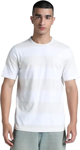 سعر ومواصفات PUMA Mens CLASS Striped Tee Alpine Snow Ss T.Shirt (pack of 1) (B0DV4JBBCQ) على Amazon EG