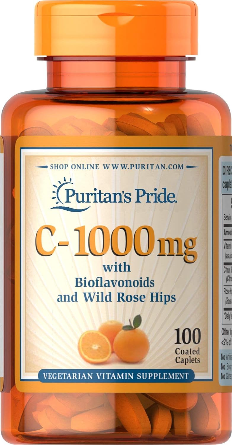 سعر ومواصفات Puritan's Pride Vitamin C with Bioflavonoids & Rose Hips, 1000mg, 100 Caplets, Immune Support, Antioxidant (B003JIOGPU) على Amazon EG