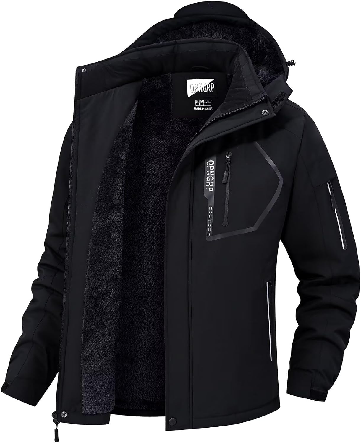 سعر ومواصفات QPNGRP Men's Ski Jacket Waterproof Insulated Winter Coat 5 Zipper Pockets (B0FMRPWGGK) على Amazon EG