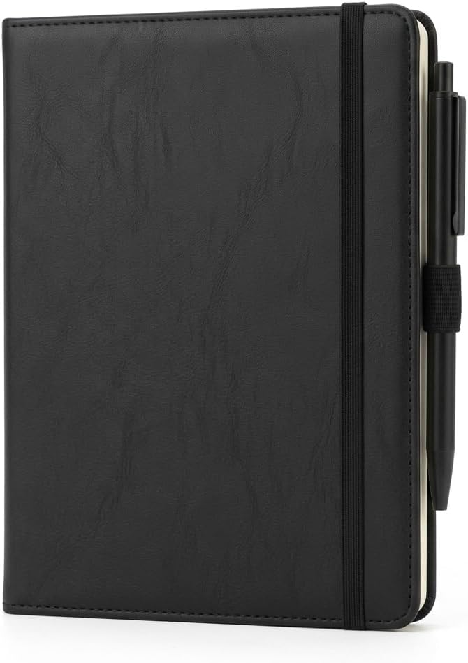 سعر ومواصفات Quest A5 Lined Notebook, Hardcover, 160 Pages, Black, PU Leather Cover, with Elastic Closure and Pen Holder, 21.5 x 14.5 x 1 cm (B0HGFTRH7B) على Amazon EG