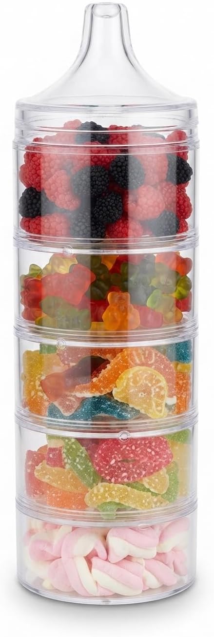 سعر ومواصفات Rack 5-Tier Clear Acrylic Stackable Candy & Spice Jar Set with Lid – Rotatable Modular Storage Container Tower (B0HGBJN5VX) على Amazon EG