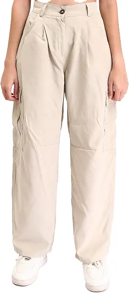 سعر ومواصفات Ravin بنطلون كارجو غير رسمي بخصر مرتفع للنساء من ريفين - لون بيج (Pastel Beige) (عبوة من قطعة واحدة)، موديل R210304 (B0CK6SZDBQ) على Amazon EG