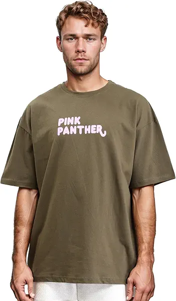 سعر ومواصفات Ravin تيشرت برقبة دائرية مطبوع عليه "Pink Panther" للرجال من ريفين - كاكي غامق - R212294 (B0CKT1KD8F) على Amazon EG