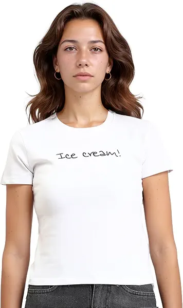 سعر ومواصفات Ravin تيشيرت بنمط غربي بقصة عادية مطبوع عليه كلمة "Ice Cream" للنساء من ريفين (عبوة من قطعة واحدة) (B0CK6TK8W8) على Amazon EG