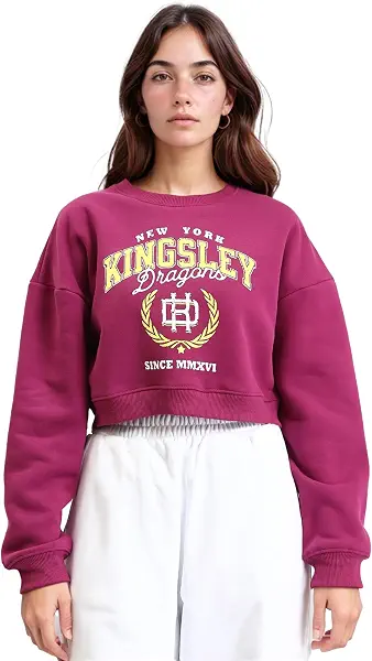 سعر ومواصفات Ravin سويت شيرت قصير بأكمام طويلة وطبعة Kingsley للنساء من ريفين (عبوة من 1 قطعة) (B0CKT11JJT) على Amazon EG