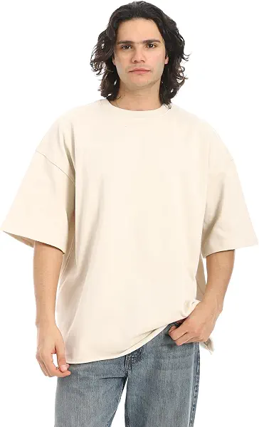 سعر ومواصفات Red Circle Mens Beige Slip On Comfy Oversized T-Shirt T-shirt (pack of 1) (B0F14XX3LF) على Amazon EG