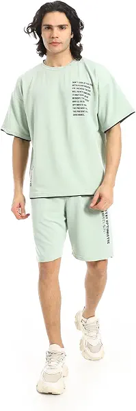 سعر ومواصفات Red Circle Mens Printed Casual T-Shirt And Shorts Set - Mint Green & Black Slip On Printed T Shirt and Shorts Set (B0DZVHTR4Y) على Amazon EG