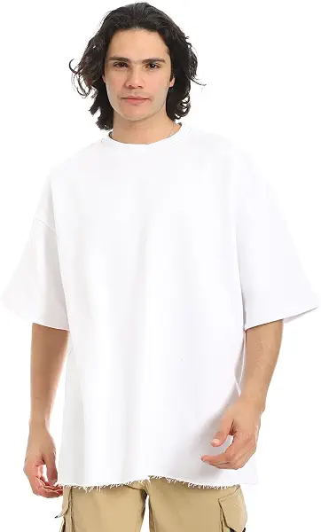 سعر ومواصفات Red Circle Mens White Slip On Comfy Oversized T-Shirt T-shirt (pack of 1) (B0F14JQD24) على Amazon EG