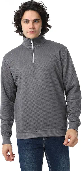 سعر ومواصفات Red Cirlce Mens Knitted Zipped Sweatshirt - Grey Knitted Zipped Sweatshirt (B0DKG5ZJ71) على Amazon EG