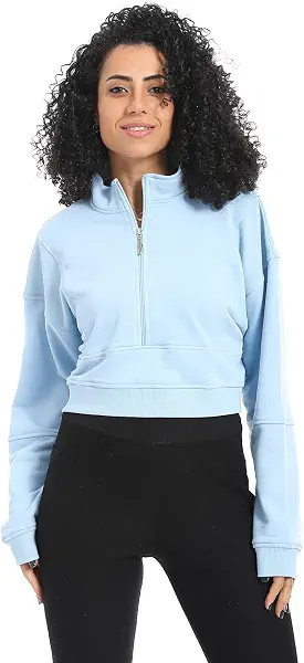 سعر ومواصفات RED COTTON سويت شيرت شتوي بسحاب ربع للنساء من ريد كوتون - ازرق - مقاس L (B09YX45P85) على Amazon EG