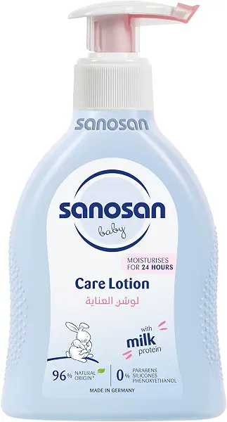 سعر ومواصفات Sanosan Care Lotion 24h Soothes and Moisturizes with Panthenol and Chamomile 96% Natural Origin, Milk Protein Organic Olive Extract 200 ML Made in Germany (B0FT3G9B2X) على Amazon EG