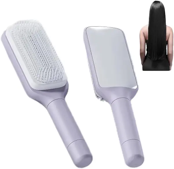 سعر ومواصفات Self-Cleaning Hair Brush, Organic Hair Brush Without Pulling, Detangler Brush, Rotating Design, Professional Detangling Brush For Wet, Dry Hair, Women, Men (Purple) (B0CPWJXDBG) على Amazon EG