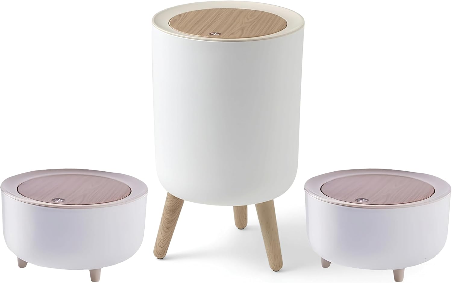 سعر ومواصفات A set of waste bins for the kitchen, a large 7 liter basket and two small 2 liter baskets, a round Scandinavian design, garbage bins for the living room, bathroom, bedroom and office, white. (B0FXRB57YJ) على Amazon EG