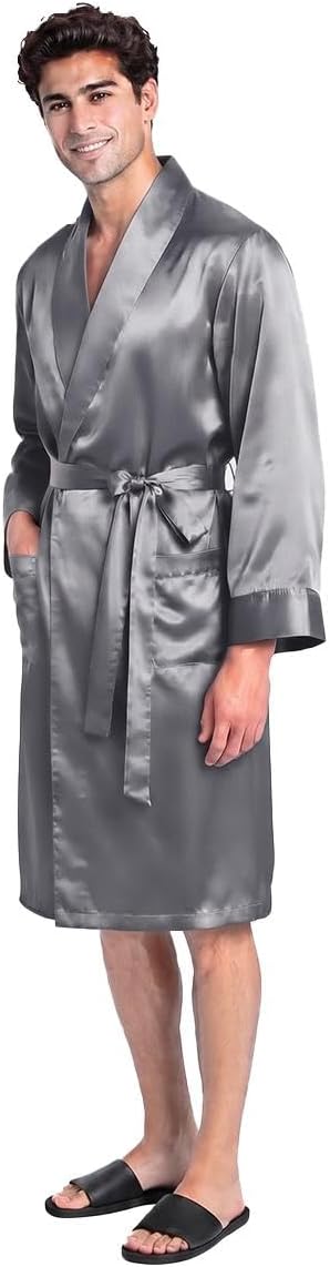 سعر ومواصفات Signoola Premium Satin Bath Robe, Soft Lightweight, 2 Pockets (B0HKZN54X3) على Amazon EG