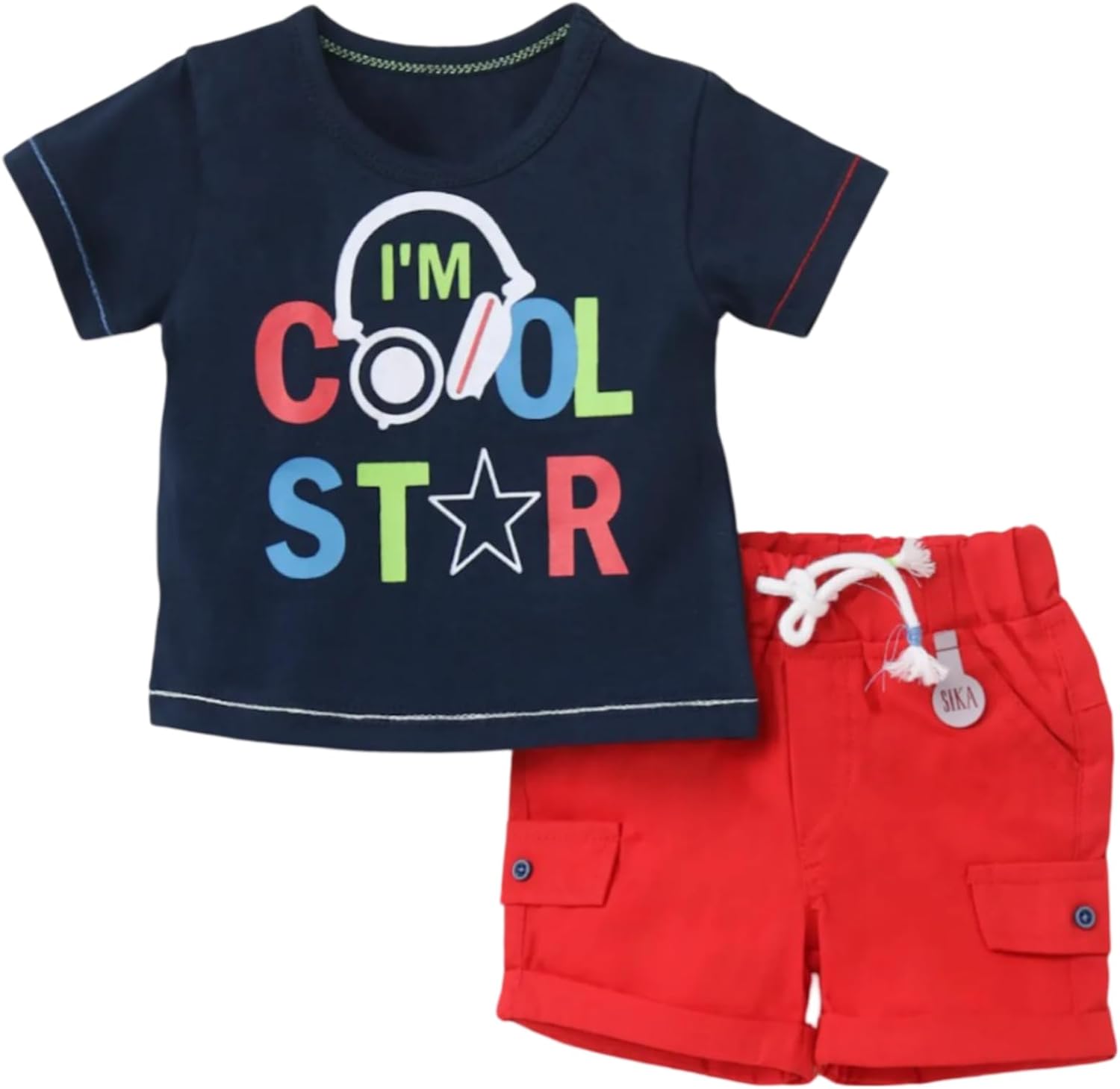 سعر ومواصفات SIKA Boys Set of 2 Pieces Half Sleeves T-Shirt&Shorts Printed Cool Star Set of 2 Pieces (pack of 2) (B0DZ2CHYD2) على Amazon EG