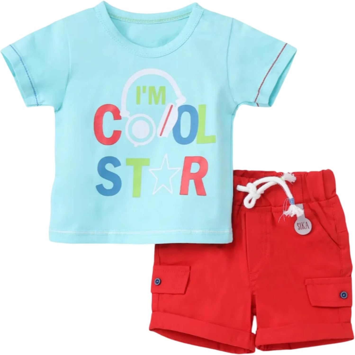 سعر ومواصفات SIKA Boys Set of 2 Pieces Half Sleeves T-Shirt&Shorts Printed Cool Star Set of 2 Pieces (pack of 2) (B0DZ2DW1H7) على Amazon EG