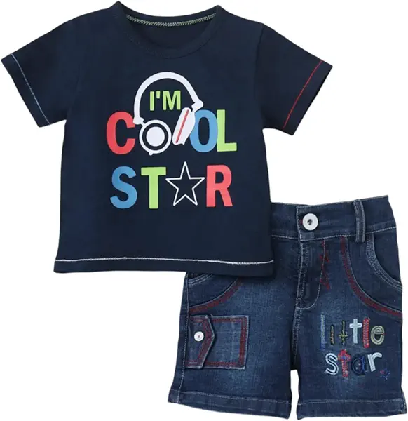 سعر ومواصفات SIKA Boys Set of 2 Pieces Half Sleeves Printed Cool Star T-Shirt&Shorts Set of 2 Pieces (pack of 2) (B0DZ2G4DDR) على Amazon EG