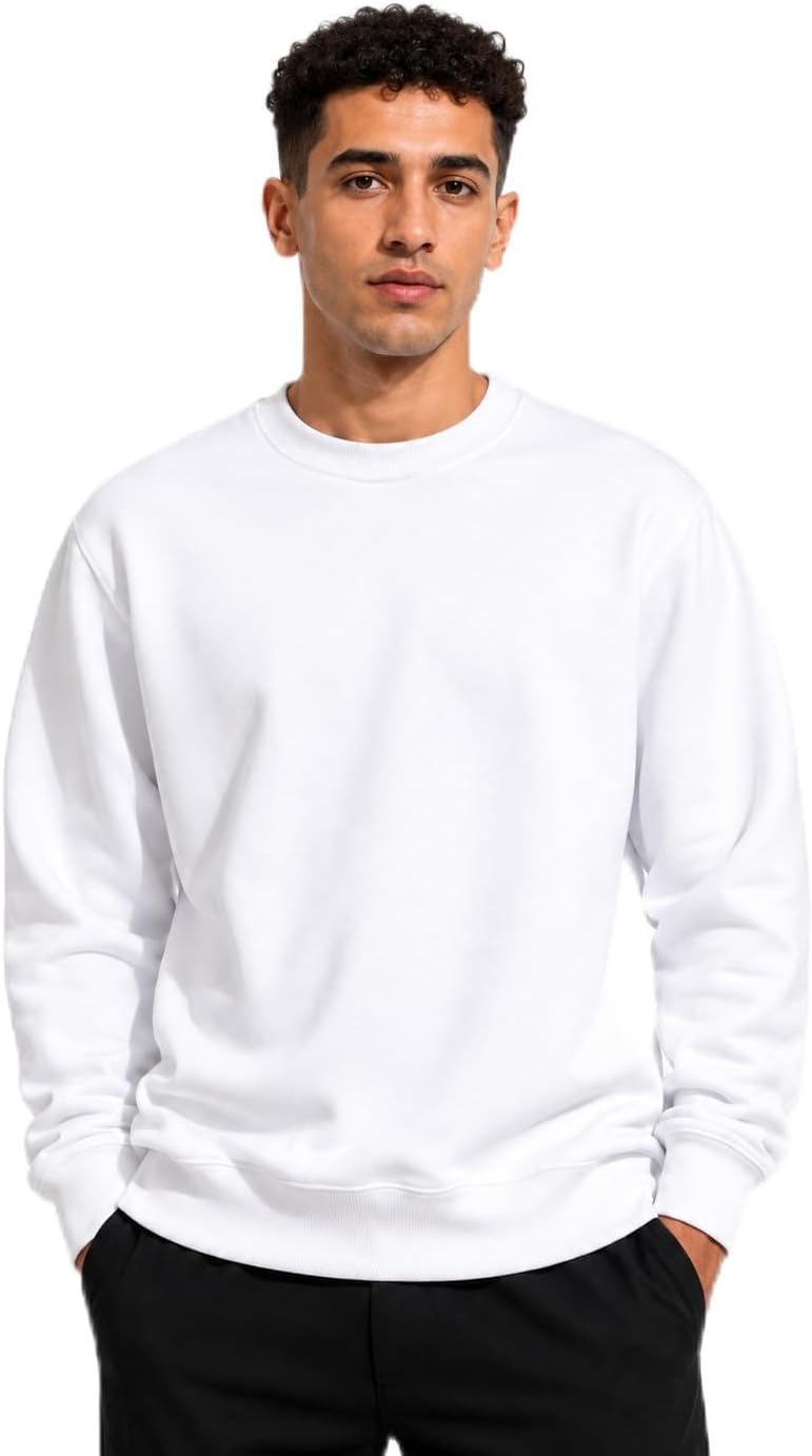 سعر ومواصفات Silver Hawk Men 100% Cotton Sweat Shirt Crew Off-White (B0HK1BRWK9) على Amazon EG