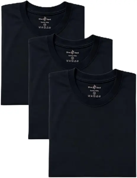 سعر ومواصفات Silver Hawk تيشيرت بقصة ضيقة للرجال 100% قطن اسود × 3 (6XL) (B0HDV6N949) على Amazon EG